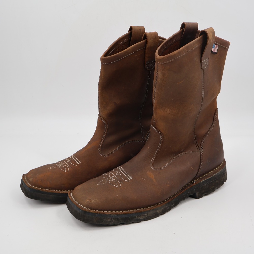 Danner Bull Run Wellington Work Boots Mens 12 Brown Leather Square Toe 15582